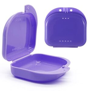 2 pcs orthodontic retainer case,retainer case,denture case with ventilation holes for mouth guard and floss (purple)