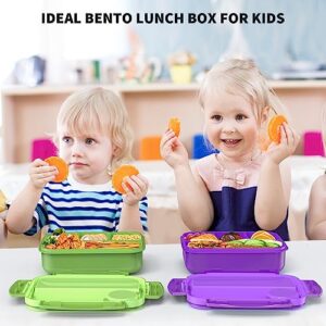 Bento Box, Lunch Box Kids, Bento Lunch Box for Kids/Toddler/Adults, 1300ML-4 Compartment Bento Box Adult Lunch Box w/Food Picks Cake Cups, Built-in Utensil Set, Leak-Proof, Food-Safe Material(Purple)