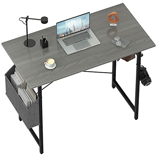 Pamray 32 Inch Computer Desk for Small Spaces with Storage Bag, Home Office Work Desk with Headphone Hook, Small Office Desk Study Writing Table