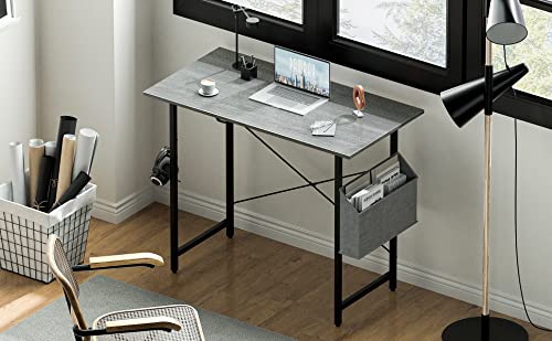 Pamray 32 Inch Computer Desk for Small Spaces with Storage Bag, Home Office Work Desk with Headphone Hook, Small Office Desk Study Writing Table