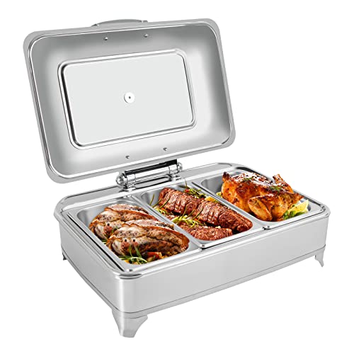 NeNchengLi Electric Chafing Dish Buffet Set 9L, Buffet Server And Warming Tray, Stainless Steel Electric Catering Food Warmer Rectangular Chafer, Party Catering Tray W/Lid