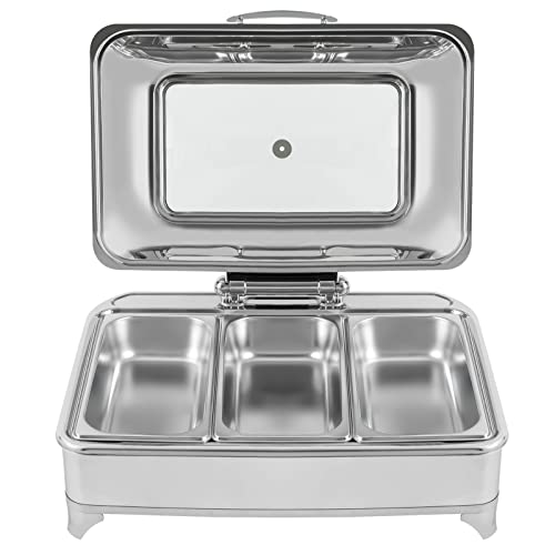 NeNchengLi Electric Chafing Dish Buffet Set 9L, Buffet Server And Warming Tray, Stainless Steel Electric Catering Food Warmer Rectangular Chafer, Party Catering Tray W/Lid