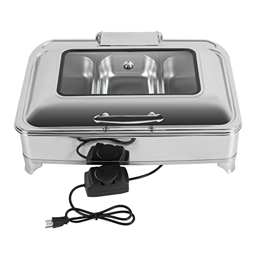 NeNchengLi Electric Chafing Dish Buffet Set 9L, Buffet Server And Warming Tray, Stainless Steel Electric Catering Food Warmer Rectangular Chafer, Party Catering Tray W/Lid