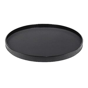 round solid wood serving tray extra large tea coffee snack food meals serving plate non-slip kitchen party bar server breakfast tray with raised edges (16inch/40cm) black decorative ottoman tray