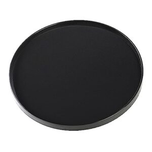 Round Solid Wood Serving Tray Extra Large Tea Coffee Snack Food Meals Serving Plate Non-Slip Kitchen Party Bar Server Breakfast Tray with Raised Edges (16inch/40cm) Black Decorative Ottoman Tray