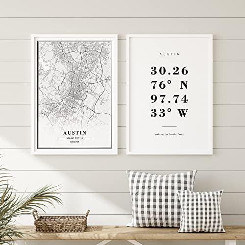 Dear Mapper Austin United States View Abstract Road Modern Map Art Minimalist Painting Black and White Canvas Line Art Print Poster Art Print Poster Home Decor (Set of 3 Unframed) (12x16inch)