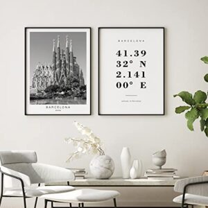 Dear Mapper Barcelona Spain View Abstract Road Modern Map Art Minimalist Painting Black and White Canvas Line Art Print Poster Art Print Poster Home Decor (Set of 3 Unframed) (12x16inch)