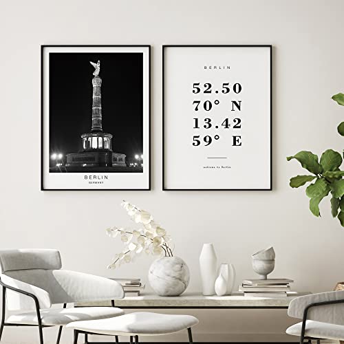 Dear Mapper Berlin Germany View Abstract Road Modern Map Art Minimalist Painting Black and White Canvas Line Art Print Poster Art Print Poster Home Decor (Set of 3 Unframed) (12x16inch)