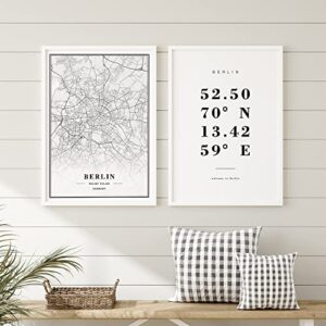 Dear Mapper Berlin Germany View Abstract Road Modern Map Art Minimalist Painting Black and White Canvas Line Art Print Poster Art Print Poster Home Decor (Set of 3 Unframed) (12x16inch)