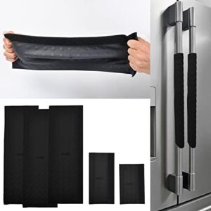 mofason refrigerator door handle covers, keep appliance clean for fridge microwave oven stove bathroom freezer accessories dishwasher- your kitchen handle protector (5pcs, black)