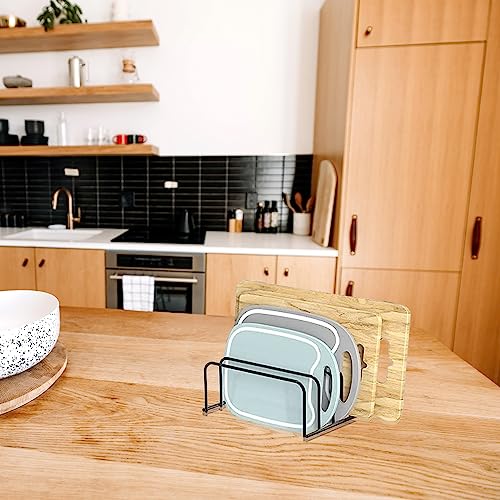 Cutting Board Organizer 2 Pack, Compact Chopping Board Storage Rack for Cabinet, Kitchen Countertop Pan Pot Lids Stand Holder Organizer for Baking Sheets, Flat Plate (1.0 Inch Width Slots)