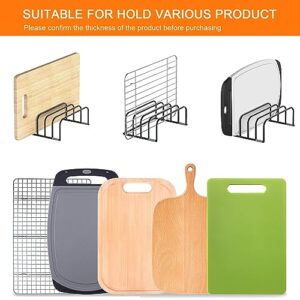 Cutting Board Organizer 2 Pack, Compact Chopping Board Storage Rack for Cabinet, Kitchen Countertop Pan Pot Lids Stand Holder Organizer for Baking Sheets, Flat Plate (1.0 Inch Width Slots)