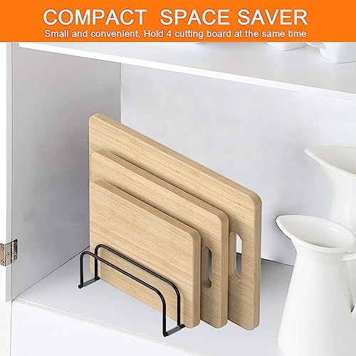 Cutting Board Organizer 2 Pack, Compact Chopping Board Storage Rack for Cabinet, Kitchen Countertop Pan Pot Lids Stand Holder Organizer for Baking Sheets, Flat Plate (0.6 Inch Width Slots)