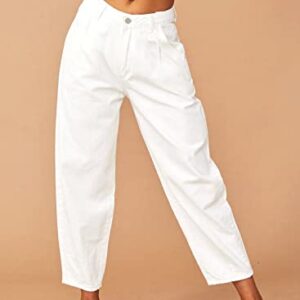 EVALESS Cargo Jeans for Women Casual Baggy High Rise Straight Leg Boyfriend Pants Y2K Trousers Streetwear Pant with Pockets White 12