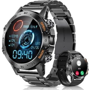 podoeil military smart watch for men with bluetooth calling, 108 sports modes activity tracker watch for iphone samsung android, 1.39" hd smartwatch with health monitor sleep monitor (black)