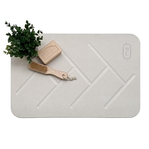 M&L Premium Stone Bath Mat Large - Double Sided, Non-Slip Fast-Drying Mat for Kitchen Counter, Tub & Bathroom Floor - Super Absorbent Diatomaceous Earth Shower Mat - Home Decor & Modern Accessories