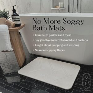 M&L Premium Stone Bath Mat Large - Double Sided, Non-Slip Fast-Drying Mat for Kitchen Counter, Tub & Bathroom Floor - Super Absorbent Diatomaceous Earth Shower Mat - Home Decor & Modern Accessories