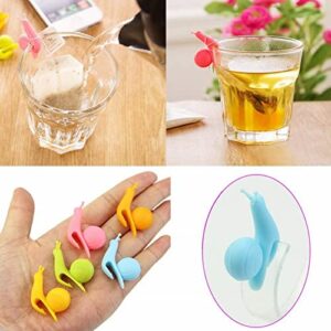 12 Pieces Cute Shape Silicone Tea Bag Holder Candy Color Cup Holder for Gift Set Home Party Supplies Coasion for Women (Pink, One Size)
