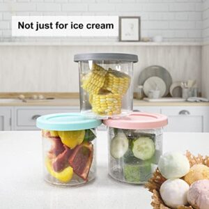 CUTIECLUB 4PCS Ice Cream Pints Containers with Lids and Stainless Steel Ice Cream Scoop Set for Ninja Creami, Compatible with NC299AMZ & NC300s Series Creami Ice Cream Makers