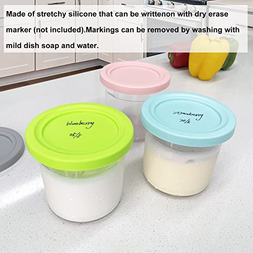 CUTIECLUB 4PCS Ice Cream Pints Containers with Lids and Stainless Steel Ice Cream Scoop Set for Ninja Creami, Compatible with NC299AMZ & NC300s Series Creami Ice Cream Makers