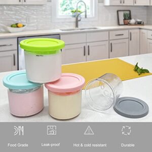 CUTIECLUB 4PCS Ice Cream Pints Containers with Lids and Stainless Steel Ice Cream Scoop Set for Ninja Creami, Compatible with NC299AMZ & NC300s Series Creami Ice Cream Makers