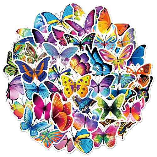 50PCS Butterfly Stickers for Kid, Colorful Lovely Waterproof Stickers for Laptop, Scrapbook, Window, Water Bottle, Envelope, Gift for Girl, Teens, Adults(Butterfly)