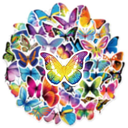 50PCS Butterfly Stickers for Kid, Colorful Lovely Waterproof Stickers for Laptop, Scrapbook, Window, Water Bottle, Envelope, Gift for Girl, Teens, Adults(Butterfly)