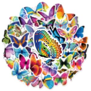 50PCS Butterfly Stickers for Kid, Colorful Lovely Waterproof Stickers for Laptop, Scrapbook, Window, Water Bottle, Envelope, Gift for Girl, Teens, Adults(Butterfly)