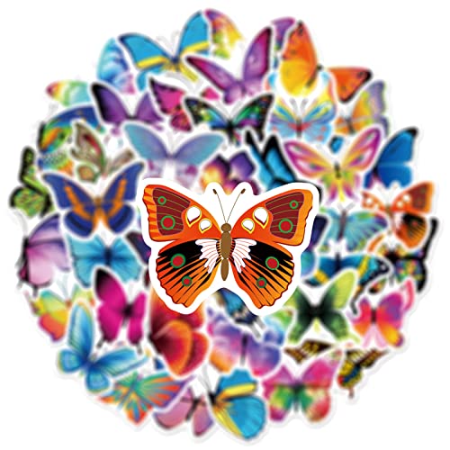 50PCS Butterfly Stickers for Kid, Colorful Lovely Waterproof Stickers for Laptop, Scrapbook, Window, Water Bottle, Envelope, Gift for Girl, Teens, Adults(Butterfly)