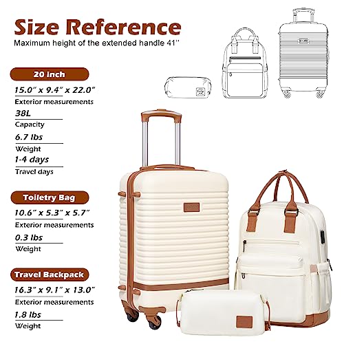 Coolife Suitcase Set 3 Piece Luggage Set Carry On Travel Luggage TSA Lock Spinner Wheels Hardshell Lightweight Luggage Set(Navy, 3 piece set (BP/TB/20))