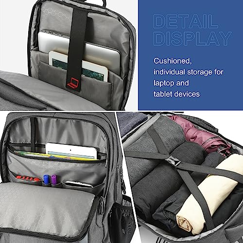 STOVER Laptop Travel Backpack, Fits 15.6 Inch Notebook with Luggage Compartment, Reflector for Safe, Backpack for Casual Use, Business Women and Men (Dark Grey)