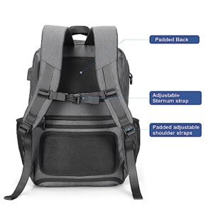 STOVER Laptop Travel Backpack, Fits 15.6 Inch Notebook with Luggage Compartment, Reflector for Safe, Backpack for Casual Use, Business Women and Men (Dark Grey)