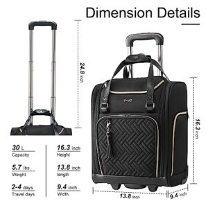 Coolife Luggage Carry On Luggage Underseat Luggage Suitcase Softside Wheeled Luggage Lightweight Rolling Travel Bag Underseater (Black, Carry-On 16-Inch)