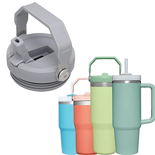 Replacement 20oz And 30oz Flip Tumbler Lid With Straw - Fit For Stanley 20oz And 30oz IceFlow Flip, Adventure Quencher and Quencher 2.0 Tumbler (20 to 30 oz STRAW LID GREY)