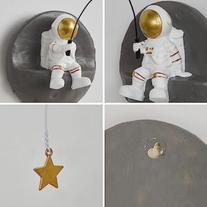 3 Pcs Astronauts Wall Sculpture Decor for Modern Home Decor, Background 3d Wall Decorations for Living Room Sofa Bedroom, Aesthetic Room Wall Decor, Outer Space Theme Wall Decor for Children's Room