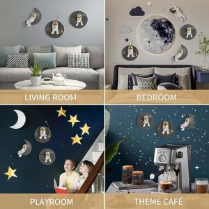 3 Pcs Astronauts Wall Sculpture Decor for Modern Home Decor, Background 3d Wall Decorations for Living Room Sofa Bedroom, Aesthetic Room Wall Decor, Outer Space Theme Wall Decor for Children's Room