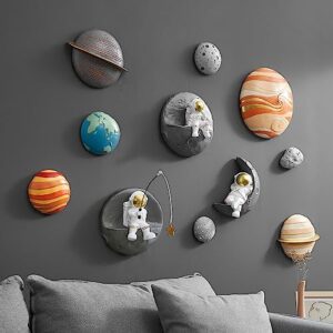 3 Pcs Astronauts Wall Sculpture Decor for Modern Home Decor, Background 3d Wall Decorations for Living Room Sofa Bedroom, Aesthetic Room Wall Decor, Outer Space Theme Wall Decor for Children's Room