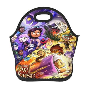 atgzfdr the owl anime house lunch bag neoprene zipper lunch box insulated picnic bag lightweight tote bags 11.4x11x5.5 inches