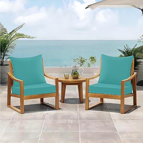 downluxe Outdoor Deep Seat Cushions Set, Waterproof Memory Foam Patio Furniture Cushions with Zipper for Outdoor Chair Sofa, 24" x 24", Teal, 2 Piece Set