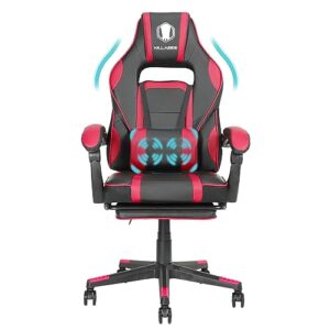 healgen massage gaming chair with footrest, racing computer desk office chair high-back swivel recliner chair with linked aremrest and flexiable lumbar support