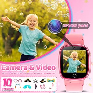 Waterproof Smart Watch for Kids 3-10 Years Old with 1.44'' Touch Screen 24 Puzzle Games 10 Audio Books Camera Music Video Player 13 Alarm Clocks Pedometer Flashlight Birthday Gift for Boys Girls