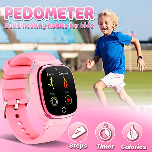 Waterproof Smart Watch for Kids 3-10 Years Old with 1.44'' Touch Screen 24 Puzzle Games 10 Audio Books Camera Music Video Player 13 Alarm Clocks Pedometer Flashlight Birthday Gift for Boys Girls