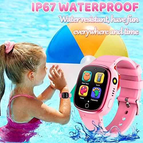 Waterproof Smart Watch for Kids 3-10 Years Old with 1.44'' Touch Screen 24 Puzzle Games 10 Audio Books Camera Music Video Player 13 Alarm Clocks Pedometer Flashlight Birthday Gift for Boys Girls