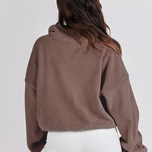 ANRABESS Jacket for Women Full Zip Oversized Fleece Crop Sherpa Coat Long Sleeve Drop Shoulder Stand Collar Drawstring Hem Soft Cozy Thick Trendy Winter Tops Outfits 1097qianzong-L