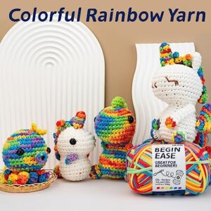 120g Rainbow Color Yarn for Crocheting and Knitting; Rainbow Yarn for Beginners with Easy-to-See Stitches;Worsted-Weight Medium #4;Yarn for Beginners Crochet Kit Making