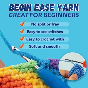 120g Rainbow Color Yarn for Crocheting and Knitting; Rainbow Yarn for Beginners with Easy-to-See Stitches;Worsted-Weight Medium #4;Yarn for Beginners Crochet Kit Making