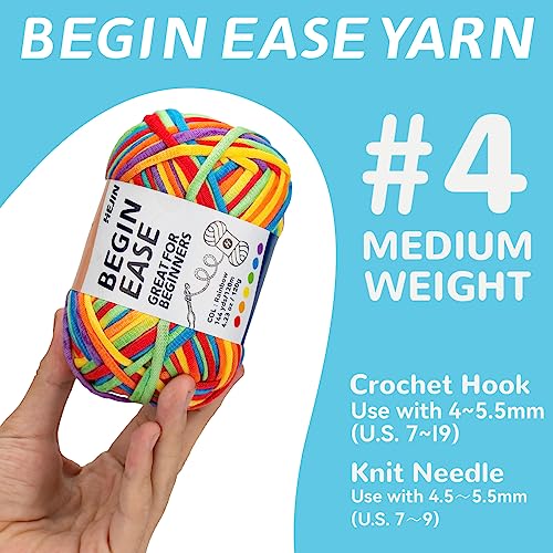 120g Rainbow Color Yarn for Crocheting and Knitting; Rainbow Yarn for Beginners with Easy-to-See Stitches;Worsted-Weight Medium #4;Yarn for Beginners Crochet Kit Making