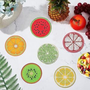 Ninonly Fruit Diamond Painting Coasters 8 Pcs with Holder DIY Diamond Art Coaster for Adults Kids Beginners Diamond Painting Kits Crafts Kit for Drinks