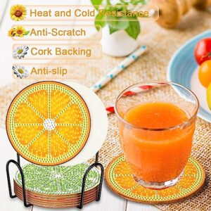 Ninonly Fruit Diamond Painting Coasters 8 Pcs with Holder DIY Diamond Art Coaster for Adults Kids Beginners Diamond Painting Kits Crafts Kit for Drinks