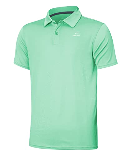 Willit Boys' Golf Polo Shirts Short Sleeve Youth Athletic Shirts Kids Quick Dry Active Shirts UPF 50+ Light Green L